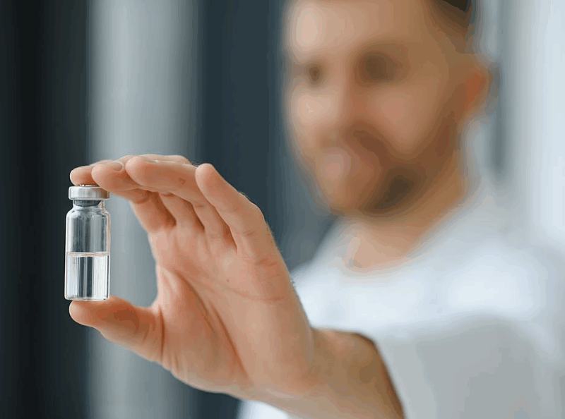 Professional with Peptide Vial