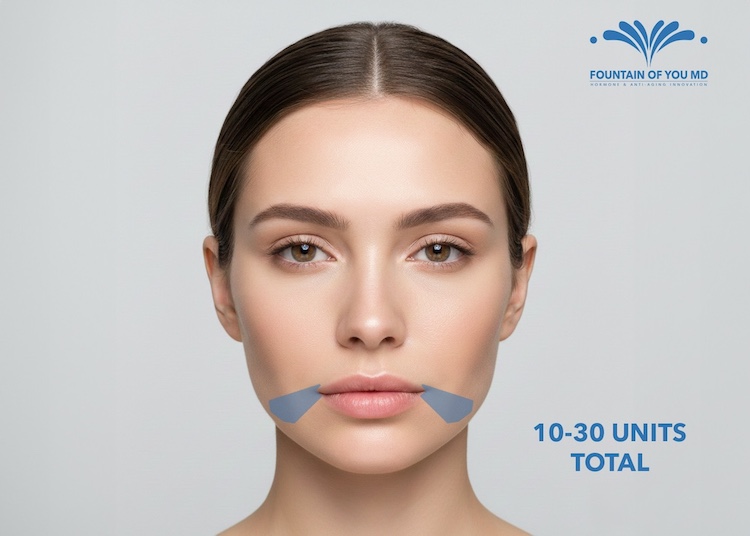 Injection sites and number of units for DAO Botox from Fountain of You MD