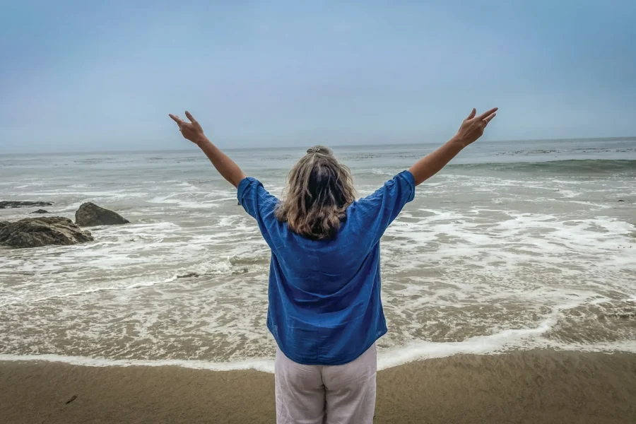 Woman on Beach seeking hormone therapy