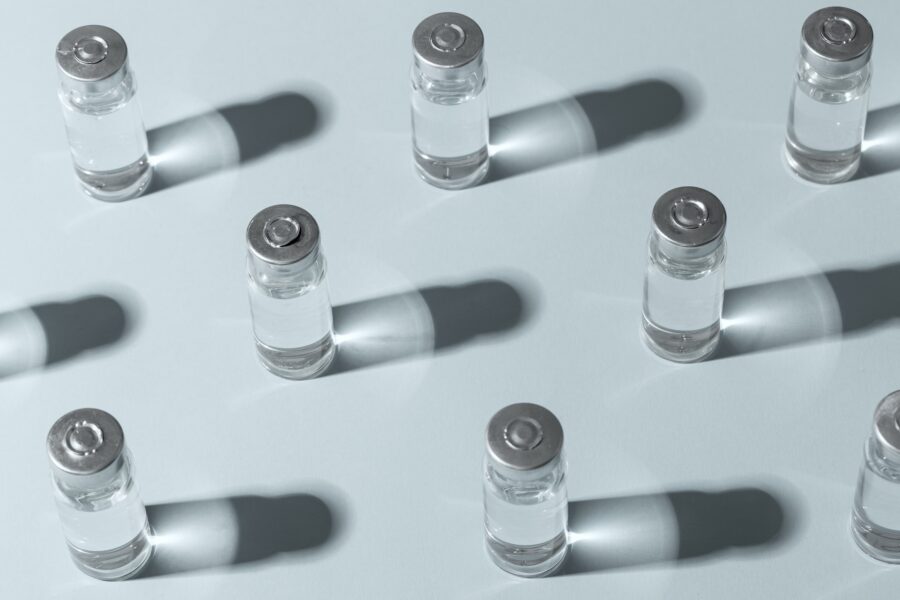 Image of a variety of peptide bottles