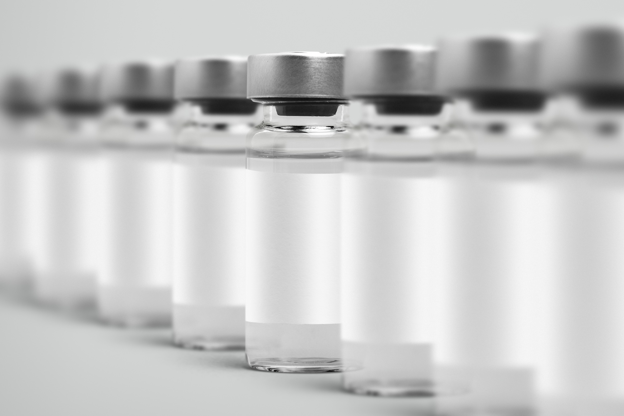 Row of glass peptide vials