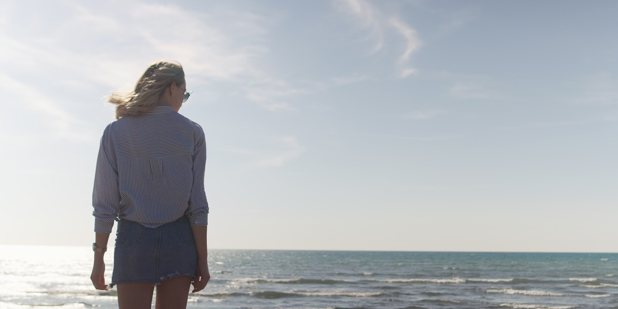 Woman overlooking Virginia Beach